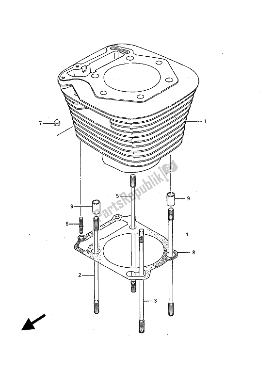 All parts for the Cylinder of the Suzuki LS 650 FP Savage 1986