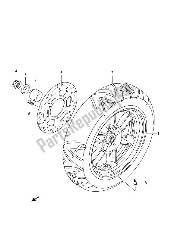 Tutte le parti per il Ruota Posteriore (uh125 E02) del Suzuki UH 125A Burgman 2014