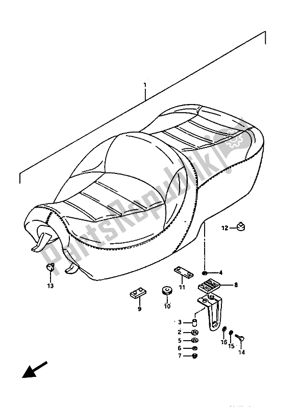 Alle onderdelen voor de Stoel van de Suzuki GV 1400 Gdgcgt 1986