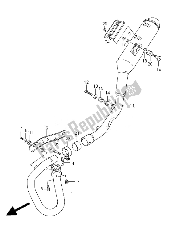 All parts for the Muffler of the Suzuki DR Z 400 SM 2007