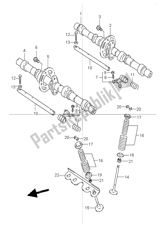 All parts for the Cam Shaft & Valve of the Suzuki GSF 600 NS Bandit 2001