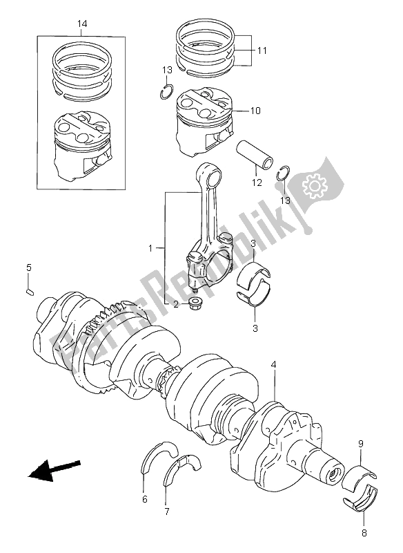 Todas las partes para Cigüeñal de Suzuki GSX 600F 2002