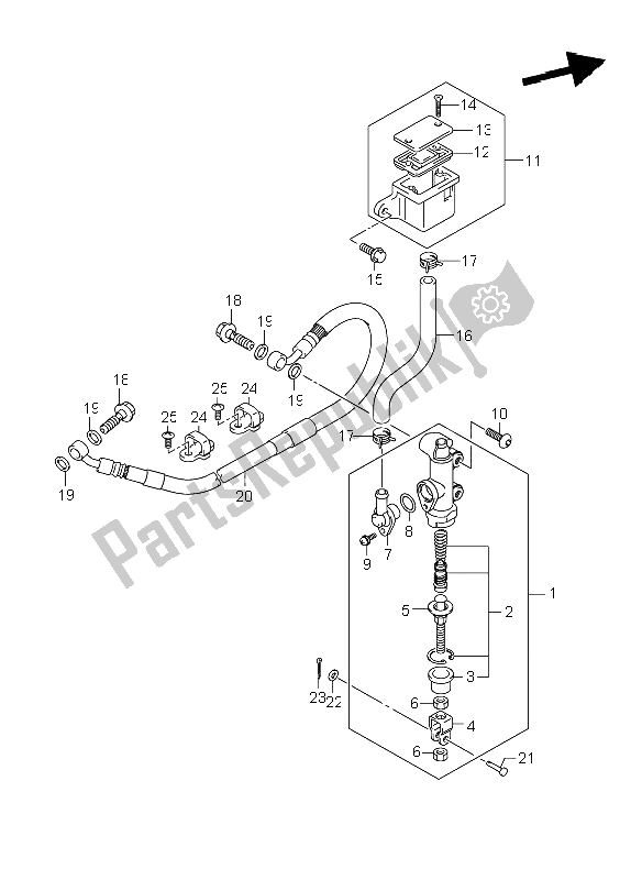 Tutte le parti per il Pompa Freno Posteriore (gsx650f E21) del Suzuki GSX 650 FA 2011