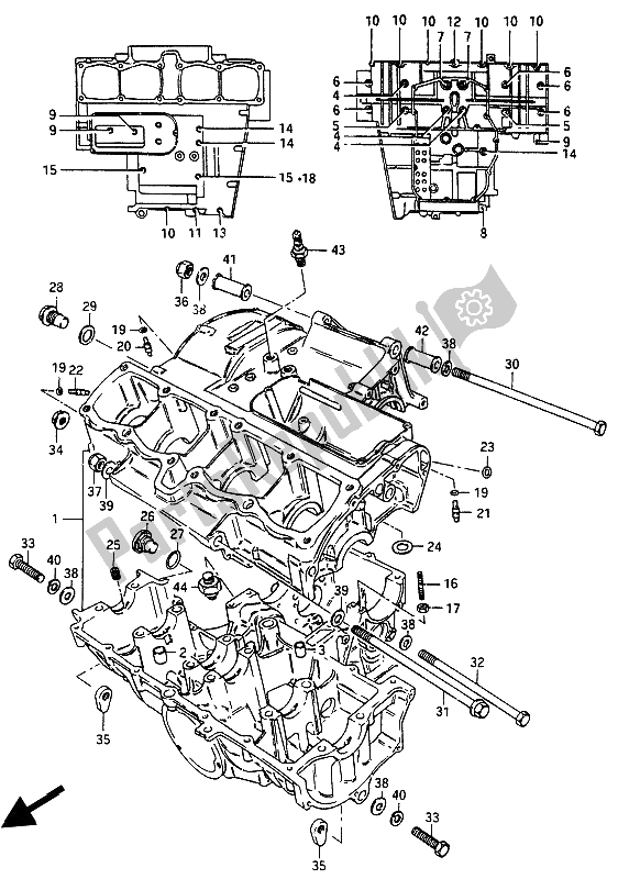 Todas as partes de Bloco Do Motor do Suzuki GSX 750 ES 1986
