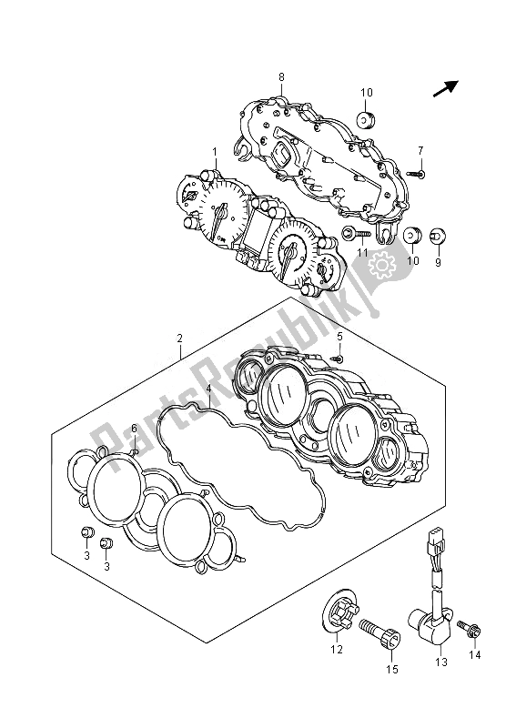 All parts for the Speedometer (gsx1300ra E19) of the Suzuki GSX 1300 RA Hayabusa 2014