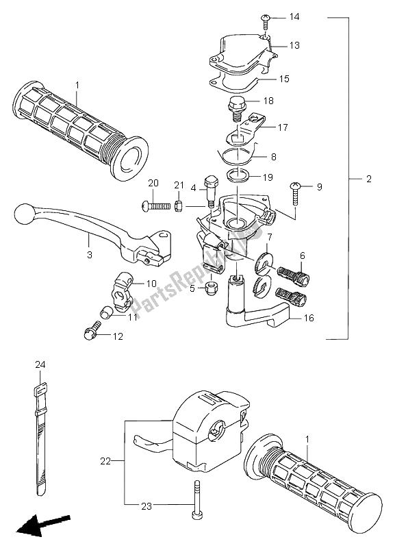 All parts for the Front Brake Lever of the Suzuki LT 80 Quadsport 2004