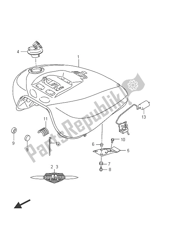 Todas las partes para Tanque De Combustible (vlr1800t E24) de Suzuki C 1800R VLR 1800 Intruder 2011