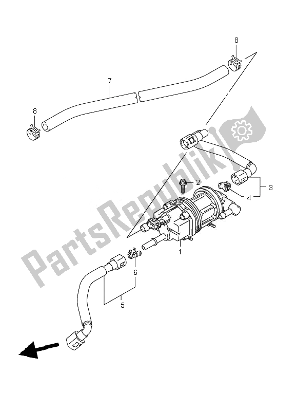 All parts for the Fuel Pump of the Suzuki LT R 450 Quadracer 2007