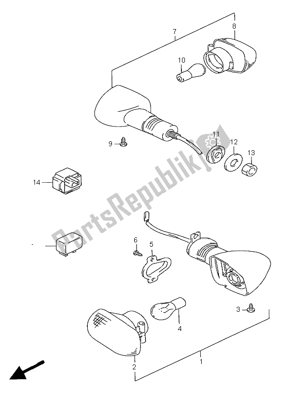 Todas las partes para Lámpara De Señal De Giro de Suzuki GSX R 750 1997