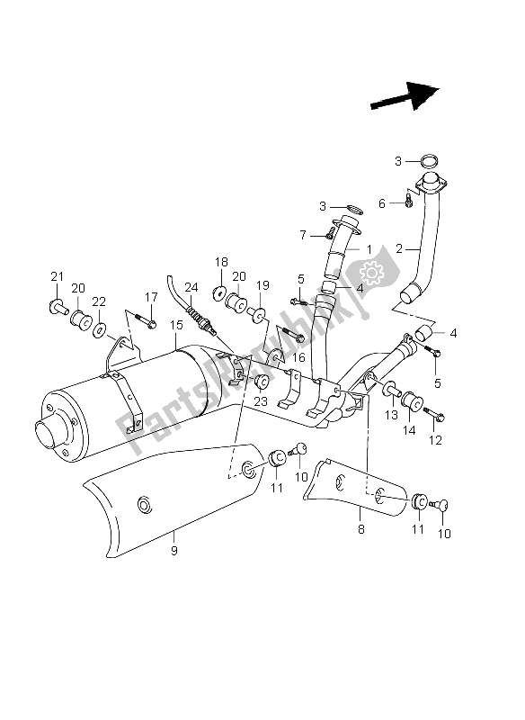 All parts for the Muffler of the Suzuki DL 650A V Strom 2009