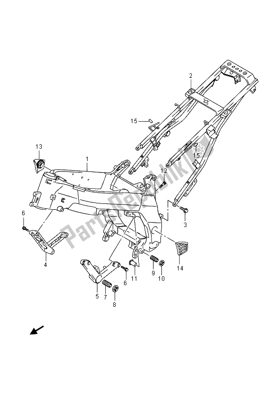 All parts for the Frame of the Suzuki DL 650A V Strom 2014