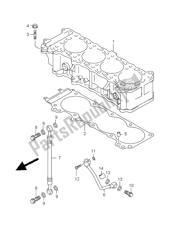 All parts for the Cylinder of the Suzuki GSX 1300R Hayabusa 2010