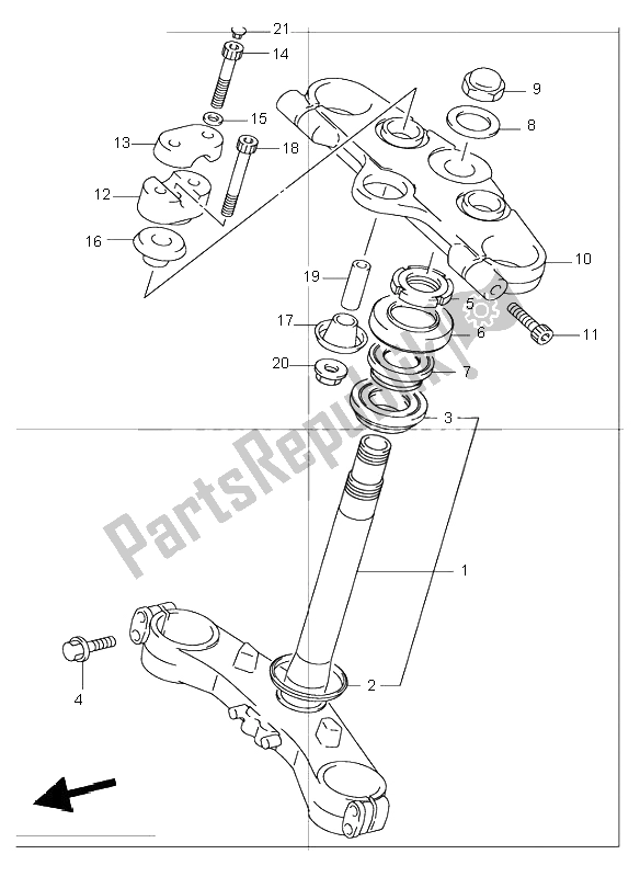 All parts for the Steering Stem (gsf1200s) of the Suzuki GSF 1200 NS Bandit 2002