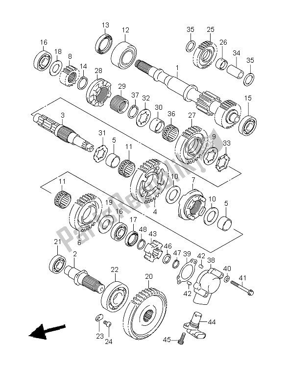 All parts for the Transmission (2) of the Suzuki LT A 500F Vinson 4X4 2007