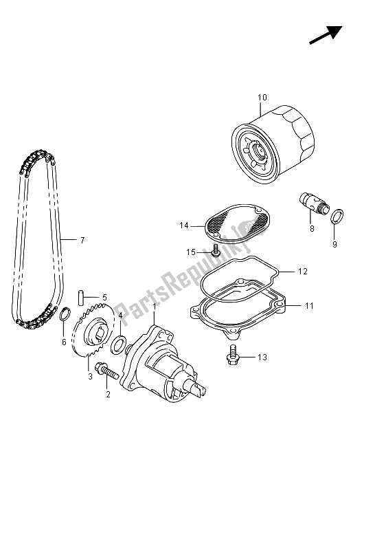 All parts for the Oil Pump of the Suzuki VZ 800 Intruder 2015