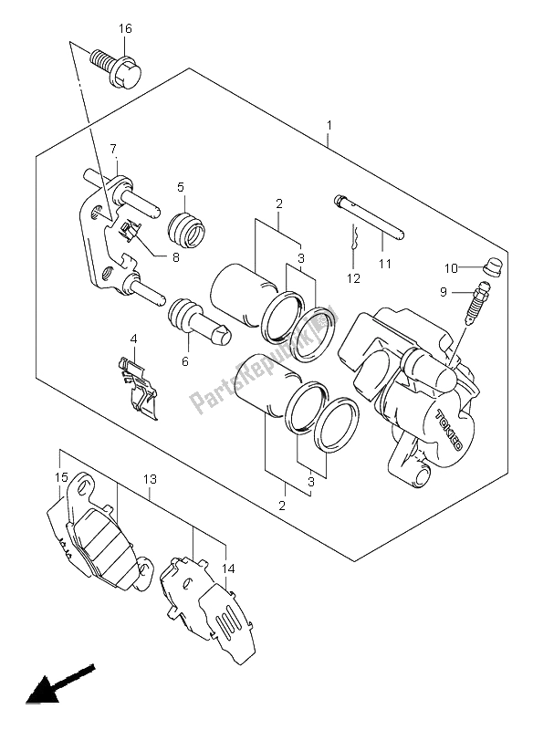 All parts for the Front Caliper of the Suzuki DL 1000 V Strom 2002