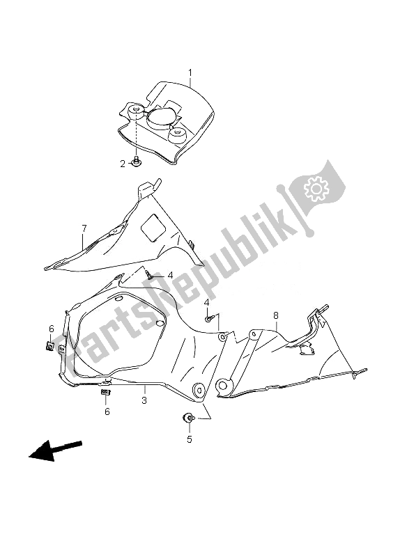 Alle onderdelen voor de Innerlijke Motorkap van de Suzuki GSX R 750 2007