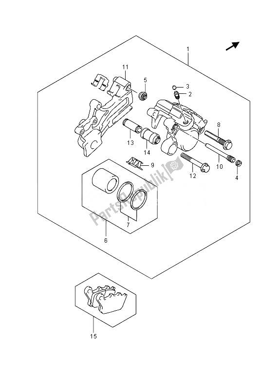All parts for the Rear Caliper (sfv650u) of the Suzuki SFV 650A Gladius 2014