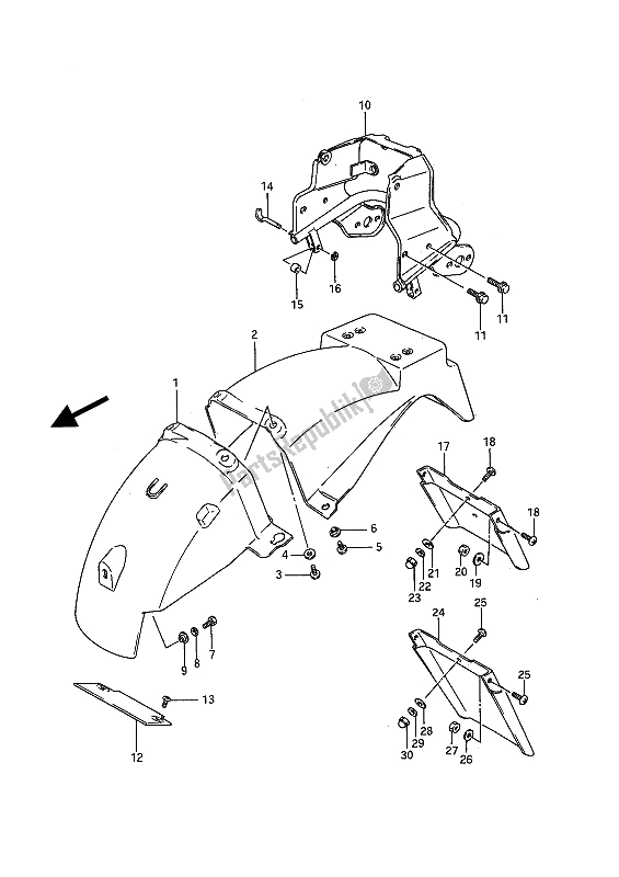 Tutte le parti per il Parafango Posteriore del Suzuki GSX 1100F 1992