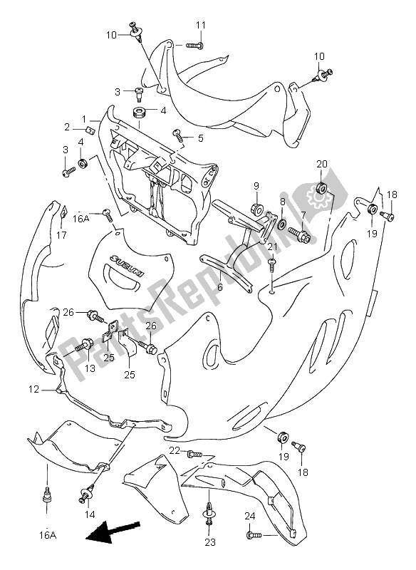 All parts for the Cowling Body Installation Parts of the Suzuki GSX 600F 2001