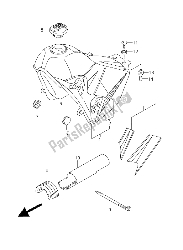 Todas las partes para Depósito De Combustible de Suzuki DR Z 400 SM 2005
