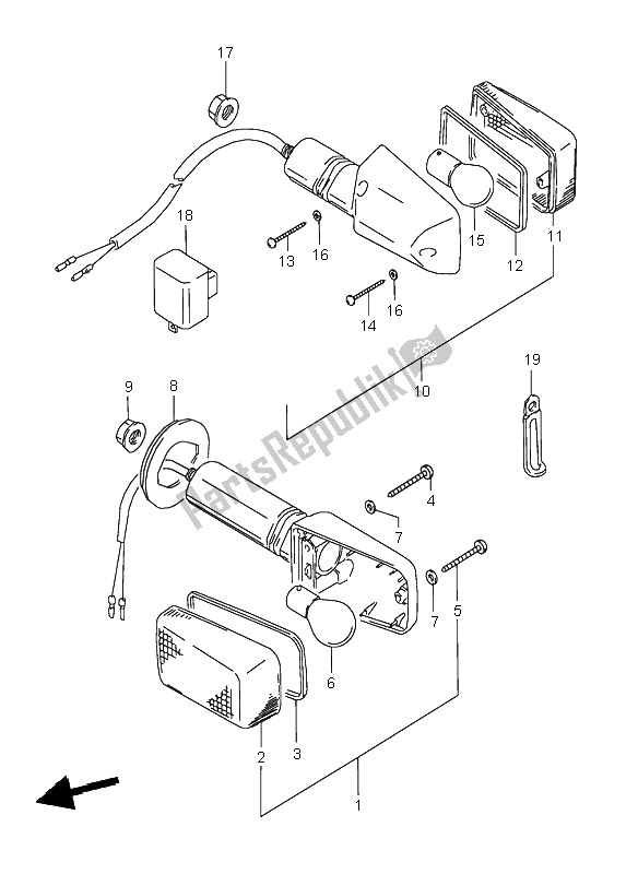 All parts for the Turn Signal Lamp of the Suzuki GSX 600F 1996