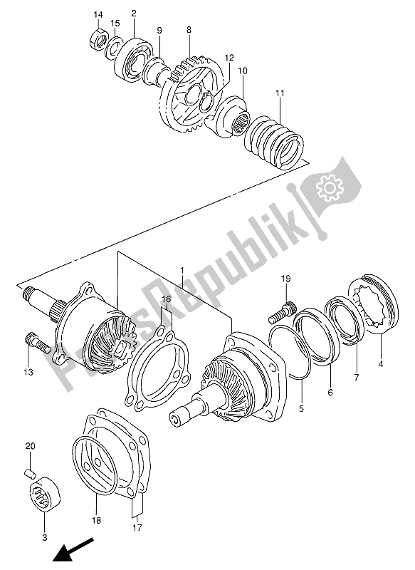 All parts for the Secondary Drive Gear of the Suzuki VX 800U 1991