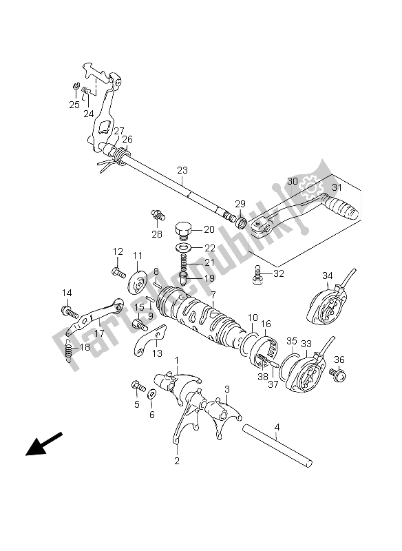 Alle onderdelen voor de Schakelen van de Suzuki GS 500 2003