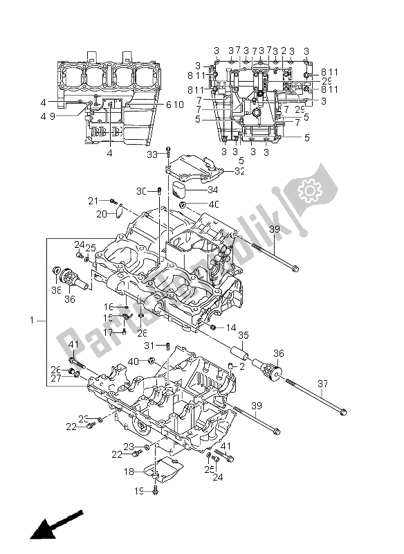 All parts for the Crankcase of the Suzuki GSF 1250A Bandit 2011