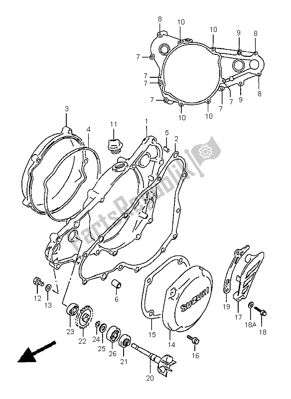 Toutes les pièces pour le Couvercle De Carter Et Pompe à Eau du Suzuki RM 250 2000