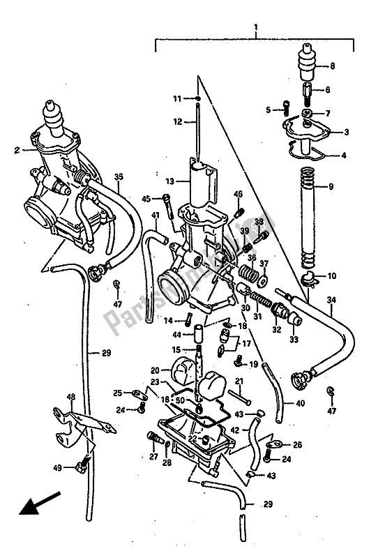 All parts for the Carburetor of the Suzuki RGV 250 1989