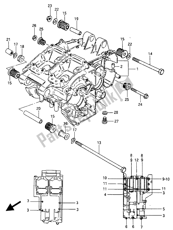 Todas las partes para Caja Del Cigüeñal de Suzuki RG 250F Gamma 1986