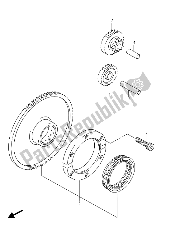 All parts for the Starter Clutch of the Suzuki VZ 800 Intruder 2015