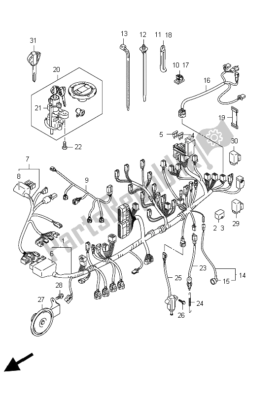 Alle onderdelen voor de Kabelboom (gsx-r750uf E21) van de Suzuki GSX R 750 2012