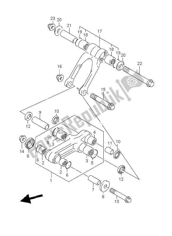 All parts for the Rear Cushion Lever of the Suzuki RM 85 SW LW 2008