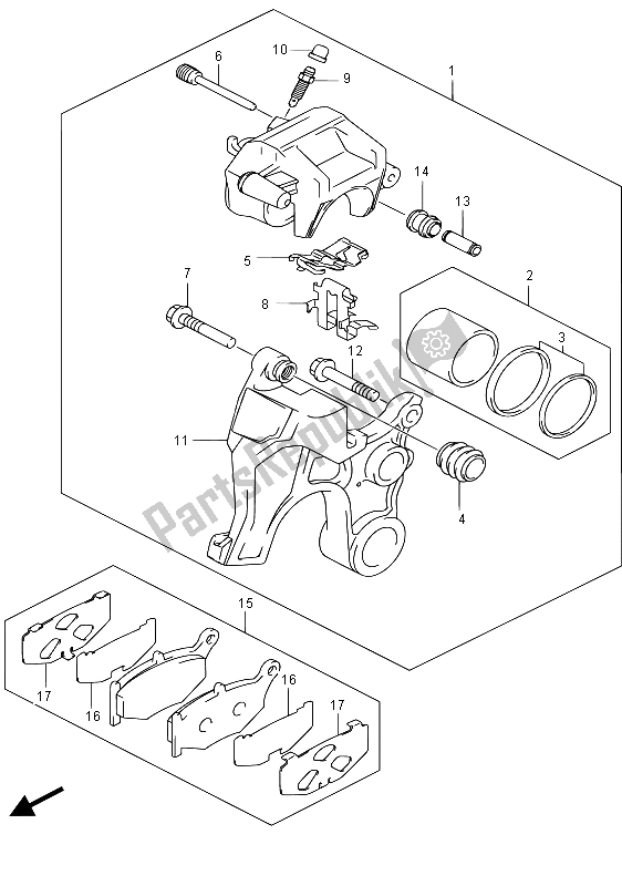 Toutes les pièces pour le étrier Arrière du Suzuki GSX 1300 RA Hayabusa 2015