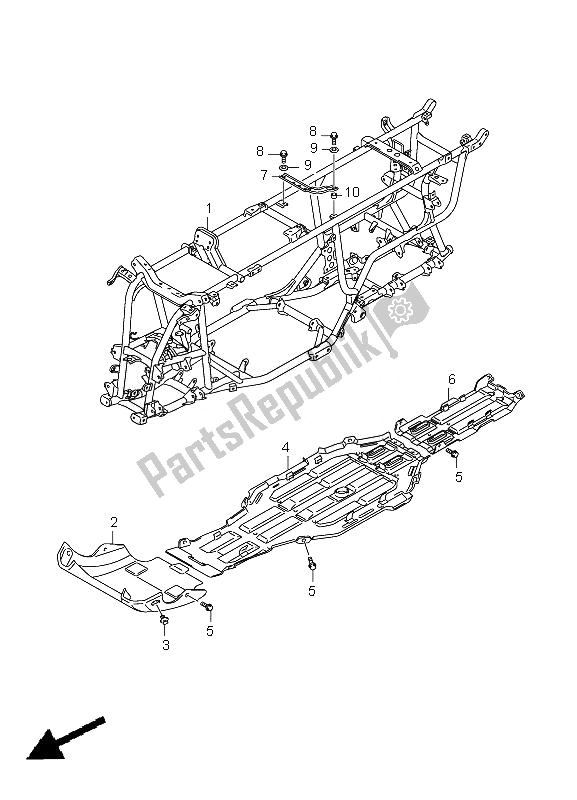 All parts for the Frame of the Suzuki LT A 500 XPZ Kingquad AXI 4X4 2010