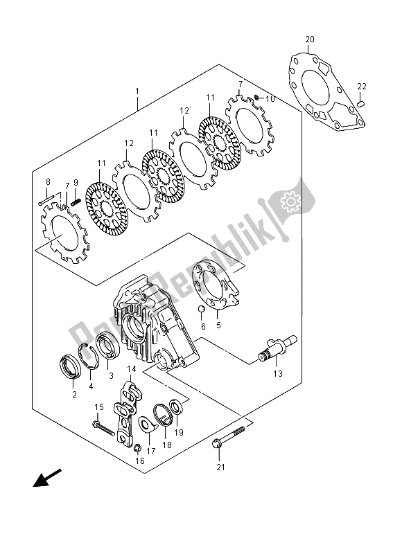 Toutes les pièces pour le Frein Arriere du Suzuki LT A 750 Xpvzv Kingquad AXI 4X4 2015