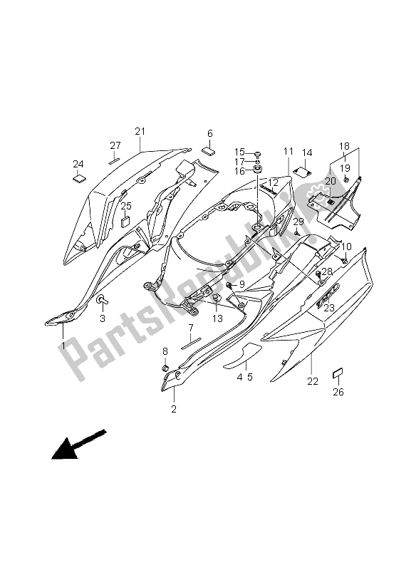 Alle onderdelen voor de Frame Afdekking van de Suzuki GSX R 750 2008
