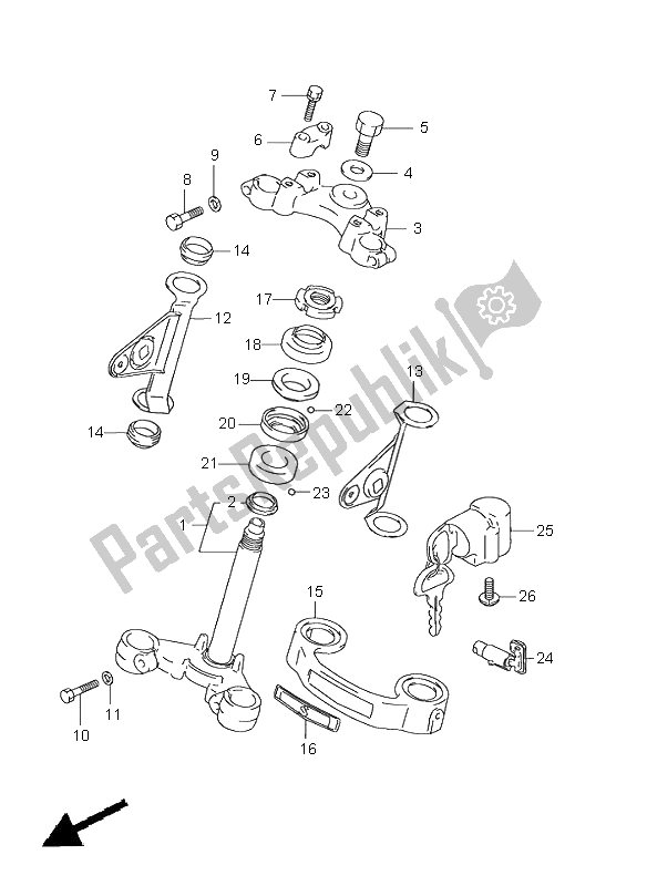All parts for the Steering Stem of the Suzuki GN 125E 2000