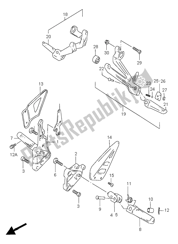 Alle onderdelen voor de Voetensteun van de Suzuki GSX R 750 1999