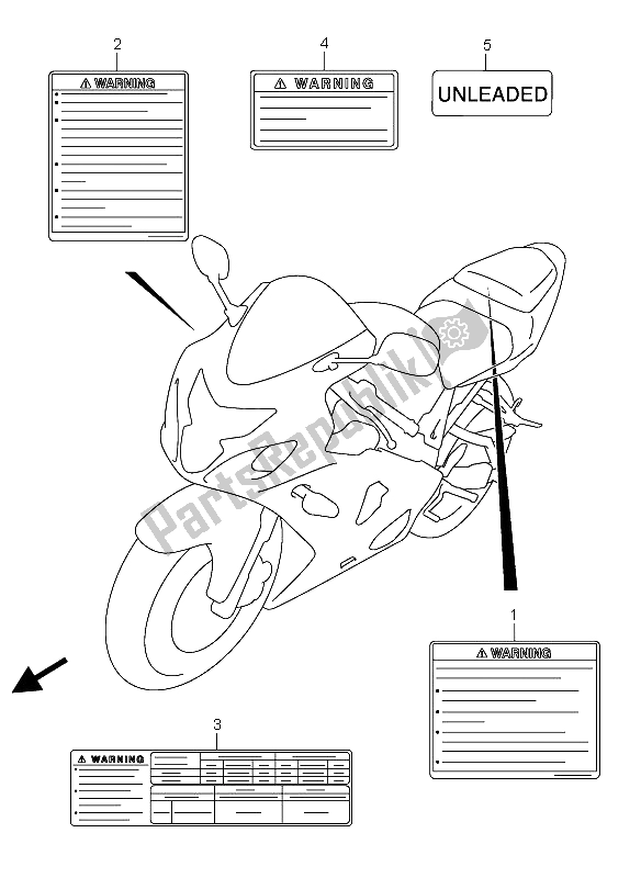 All parts for the Label of the Suzuki GSX R 750 2004