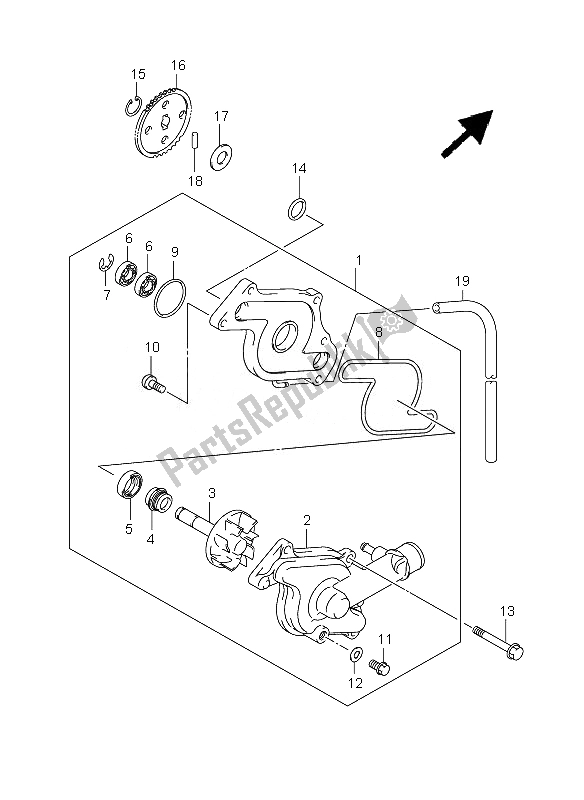 All parts for the Water Pump of the Suzuki SV 650 SA 2010