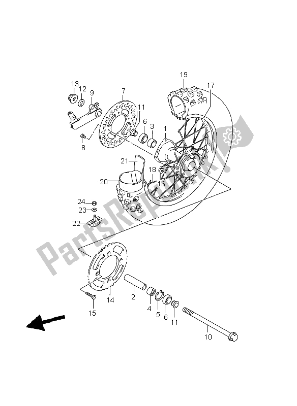 All parts for the Rear Wheel (lw) of the Suzuki RM 85 SW LW 2009