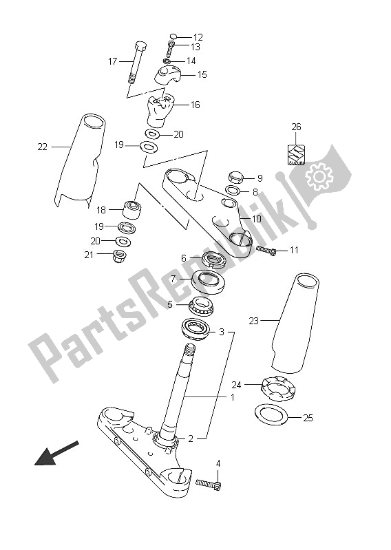 All parts for the Steering Stem (vl800c E2) of the Suzuki C 800 VL Intruder 2011