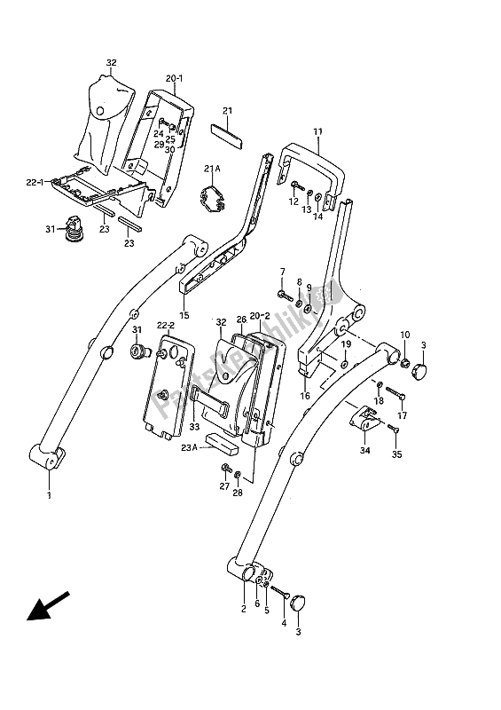 All parts for the Pillion Rider Handle of the Suzuki VS 750 FP Intruder 1988
