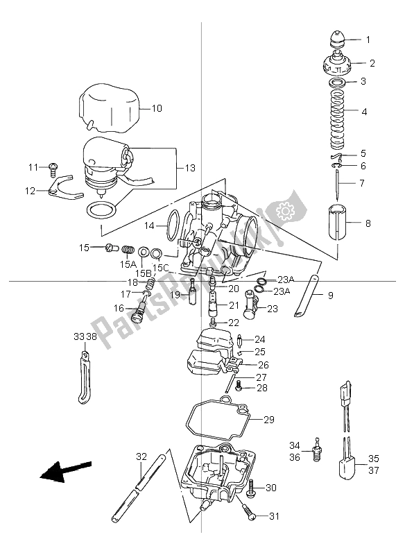 All parts for the Carburetor of the Suzuki TR 50S Street Magic 1999