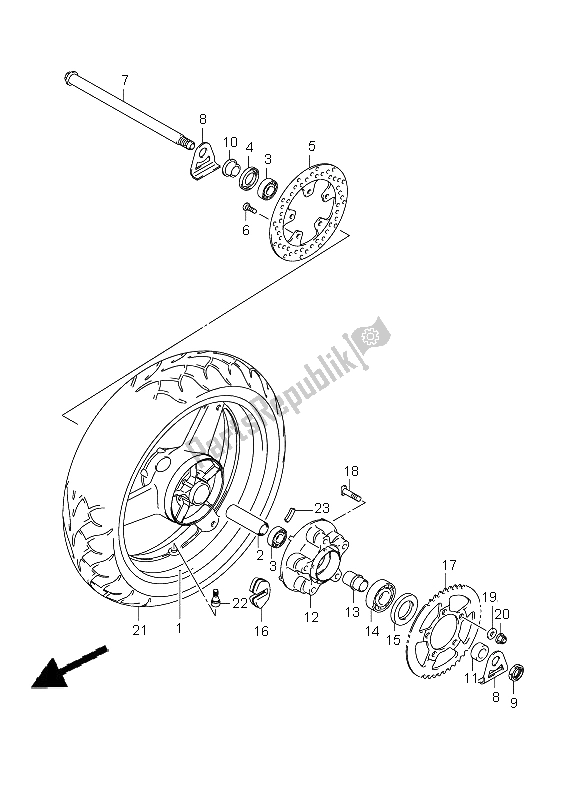 All parts for the Rear Wheel (sv650-u-s-su) of the Suzuki SV 650 Nsnasa 2009