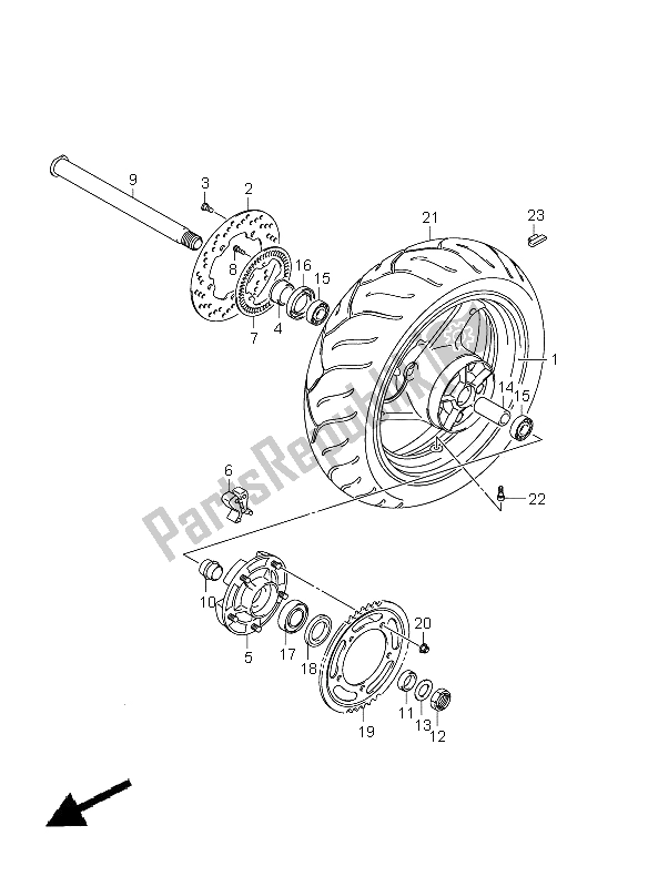 All parts for the Rear Wheel (gsf1250a E24) of the Suzuki GSF 1250A Bandit 2011