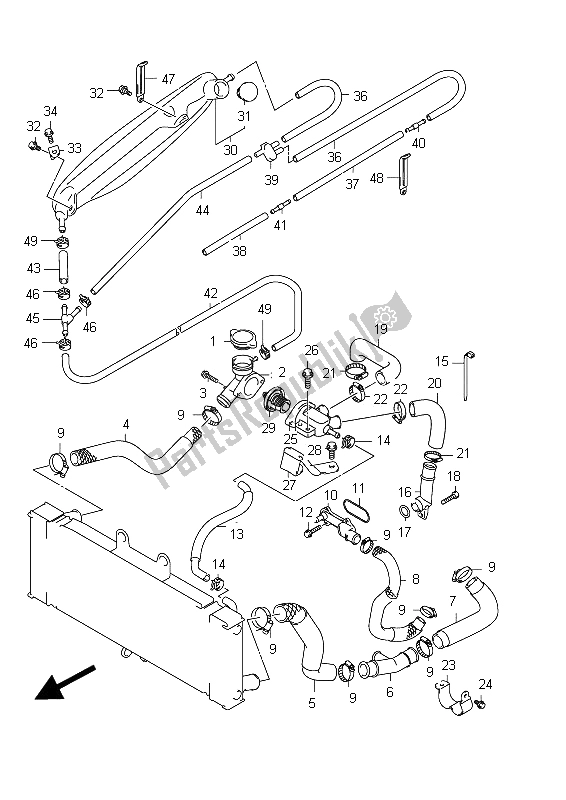 Alle onderdelen voor de Radiator Slang van de Suzuki GSF 1250 SA Bandit 2012